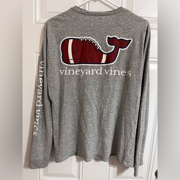 Vineyard Vines Other - Vineyard Vines Adult XS Whale Football Gray Long Sleeve Pocket Tee Cotton Sporty